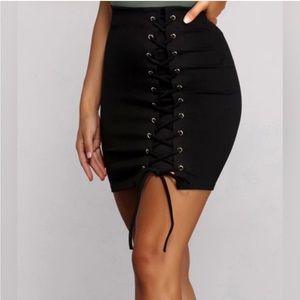 Windsor Lovin' The Look Lace-Up Mini Skirt